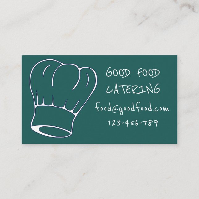 Stylish modern hip catering chef hat business card (Front)