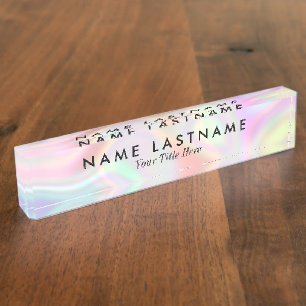 Stylish Modern Holographic Pastel Colors Desk Name Plate