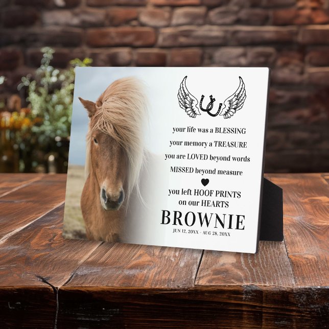 Stylish Modern Horse Photo Memorial Pet Loss Plaque (Creator Uploaded)
