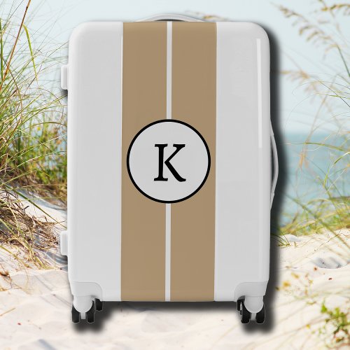 Stylish Modern Initial  Tan Elegant Luggage