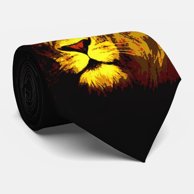 Stylish Modern Lion Pop Art Neck Tie (Rolled)