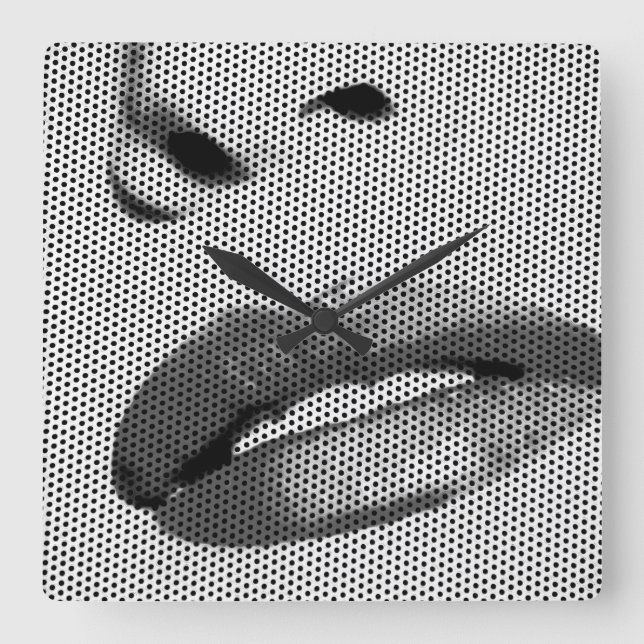 Stylish Modern Lips Art Square Wall Clock (Front)