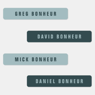 Stylish Modern Looking Name Blue Gray Iron-on Labels