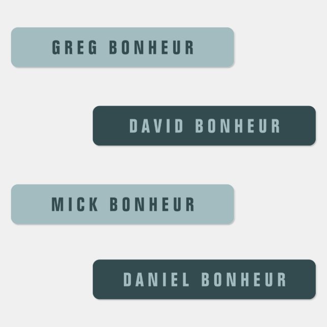 Stylish Modern Looking Name | Blue Gray Iron-on Labels (Group)