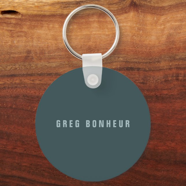 Stylish Modern Looking Name | Blue Gray Keychain (Front)
