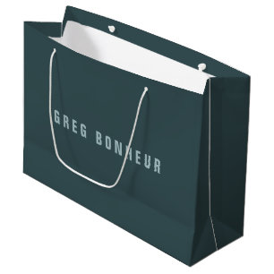 Stylish Modern Looking Name   Blue Gray Large Gift Bag