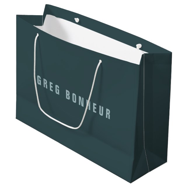 Stylish Modern Looking Name | Blue Gray Large Gift Bag (Front Angled)
