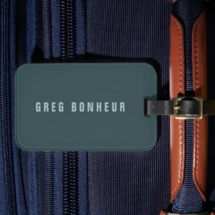 Stylish Modern Looking Name   Blue Gray Luggage Tag