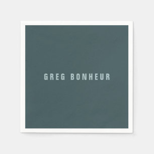 Stylish Modern Looking Name Blue Gray Napkins