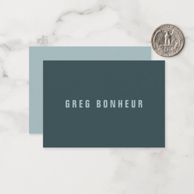 Stylish Modern Looking Name | Blue Gray Note Card (Front/Back In Situ)