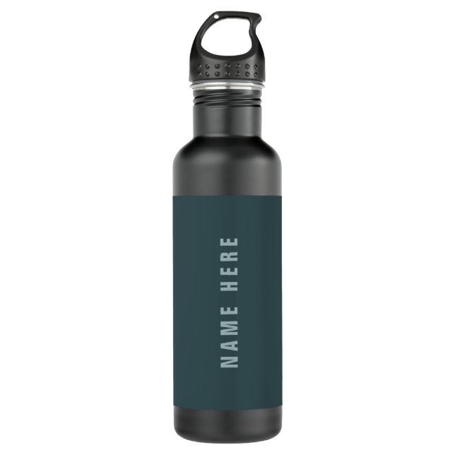 Stylish Modern Looking Name | Blue Gray Stainless Steel Water Bottle (Front)
