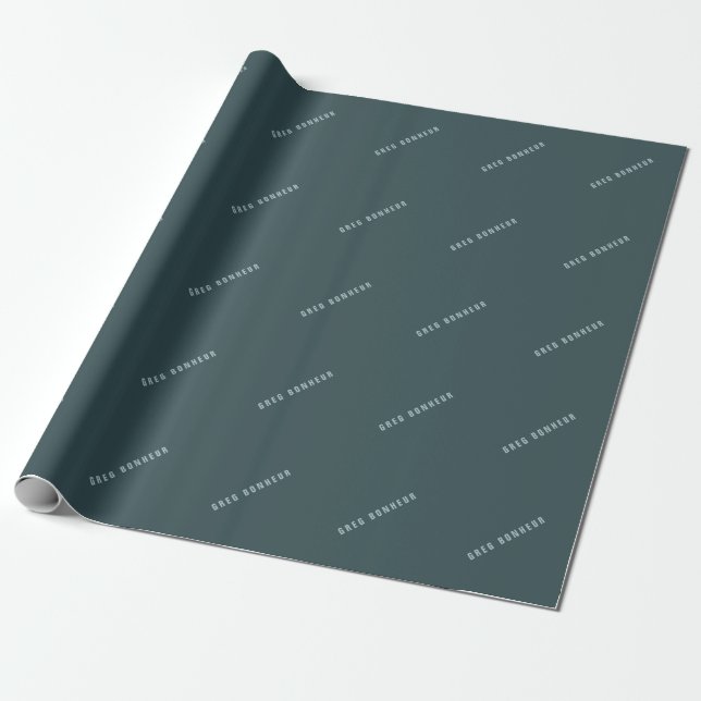 Stylish Modern Looking Name | Blue Gray Wrapping Paper (Unrolled)