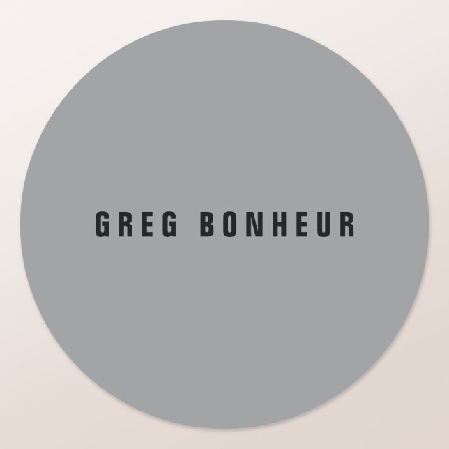 Stylish Modern Looking Name | Gray & Black Classic Round Sticker (Creator Uploaded)