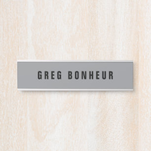 Stylish Modern Looking Name Gray & Black Door Sign