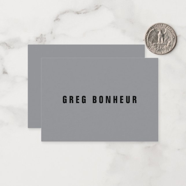 Stylish Modern Looking Name | Gray & Black Note Card (Front/Back In Situ)