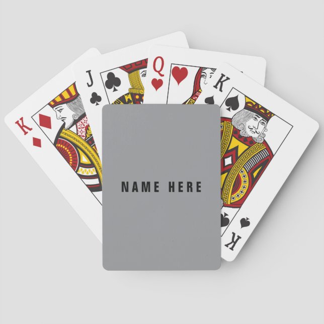 Stylish Modern Looking Name | Gray & Black Poker Cards (Back)