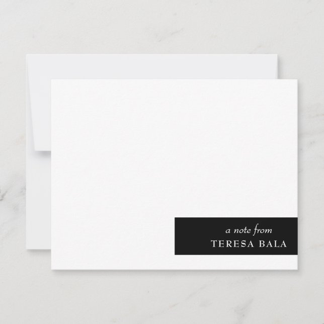 Stylish Modern Minimal Black and White Design Note Card (Front)