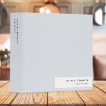 Stylish Modern Minimal Blue Gray Colorblock 3 Ring Binder<br><div class="desc">A stylish minimalist personalized binder design with modern typography which can easily be personalised with your own name. The design features a stylish horizontal banner on a blue gray background.</div>