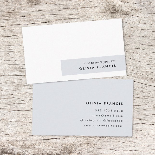 Stylish Modern Minimal Blue Gray Colorblock Business Card (Creator Uploaded)