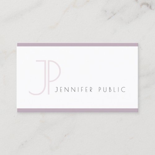 Stylish Modern Minimal Plain Purple White Cool Business Card