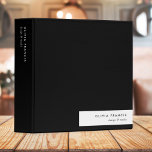Stylish Modern Minimal Simple Black and White 3 Ring Binder<br><div class="desc">A stylish minimalist personalized binder design with modern typography which can easily be personalised with your own name. The design features a stylish horizontal banner on a bold black background.</div>