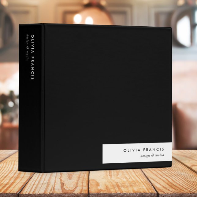 Stylish Modern Minimal Simple Black and White 3 Ring Binder (Creator Uploaded)