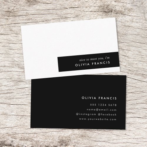 Stylish Modern Minimal Simple Black and White Business Card