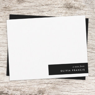 Stylish Modern Minimal Simple Black and White Note Card