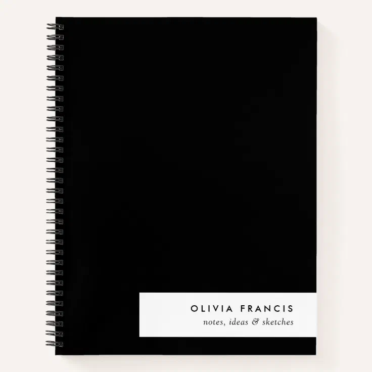 Stylish Modern Minimal Simple Black and White Notebook | Zazzle