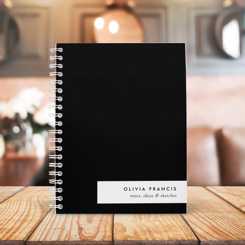 Stylish Modern Minimal Simple Black and White Notebook