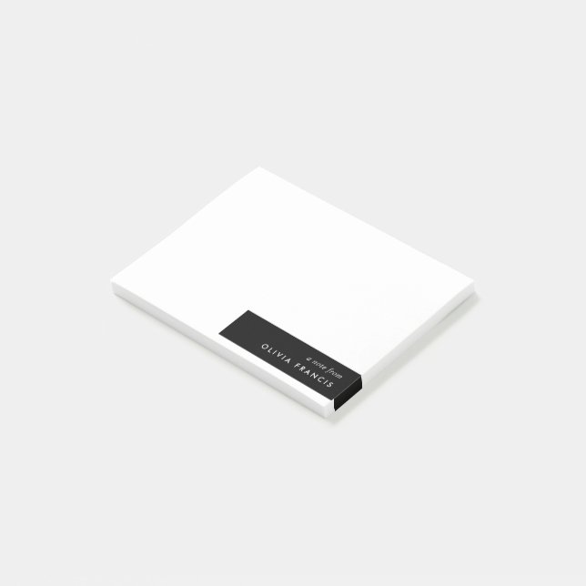 Stylish Modern Minimal Simple Black and White Post-it Notes (Angled)