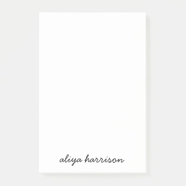 Stylish Modern Minimal White Monogram Post-it Notes (Front)