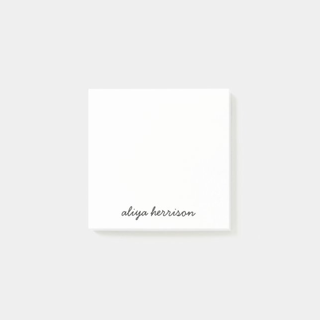 Stylish Modern Minimal White Monogram Post-it Notes (Front)