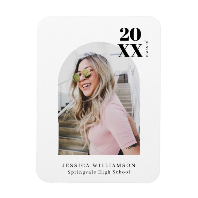 Stylish Modern Minimalist Arch Graduation Photo An Magnet (Vertical)