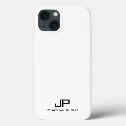 Stylish Modern Minimalist Black And White Monogram iPhone 13 Case