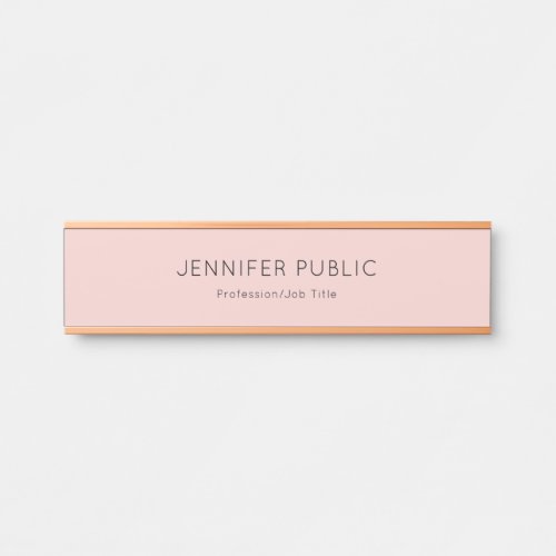 Stylish Modern Minimalist Blush Pink Template Door Sign
