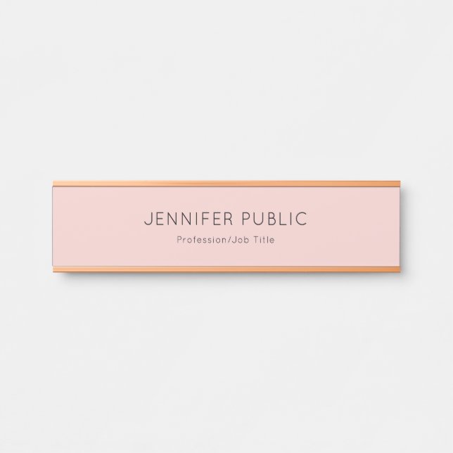 Stylish Modern Minimalist Blush Pink Template Door Sign (Front)