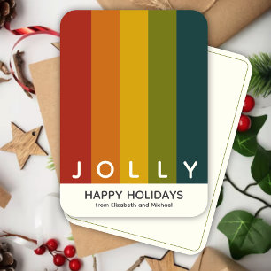 Stylish Modern Minimalist Color Stripes Christmas Holiday Card