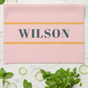 Stylish Modern Minimalist Colorful Retro Pink  Kitchen Towel