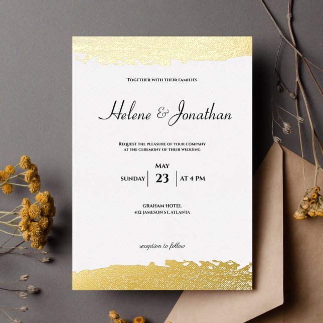 Stylish Modern Minimalist Elegant Wedding Foil Invitation (Creator Uploaded)