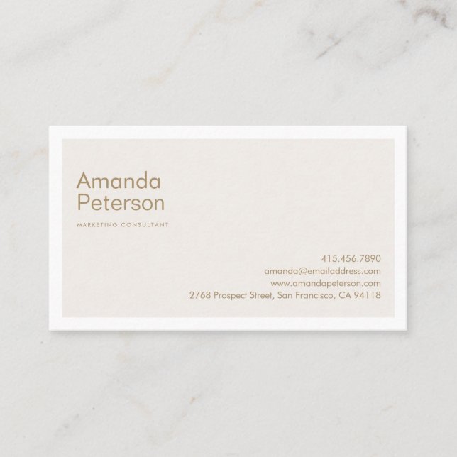 Stylish Modern Minimalist Gold Business Card (Front)