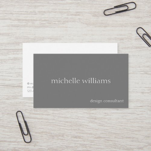 Stylish Modern Minimalist Grey and White Business Card