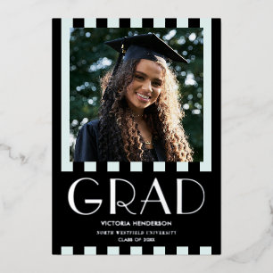 Stylish Modern Minimalist Photo Graduation Party Foil Invitation