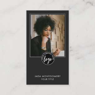 Stylish Modern Minimalist Photo Logo Black Business Card