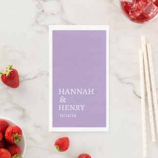 STYLISH MODERN MINIMALIST SCRIPT LIGHT PURPLE WEDD PAPER GUEST TOWELS