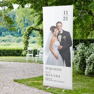 Stylish Modern Minimalist Wedding With Photo Retractable Banner