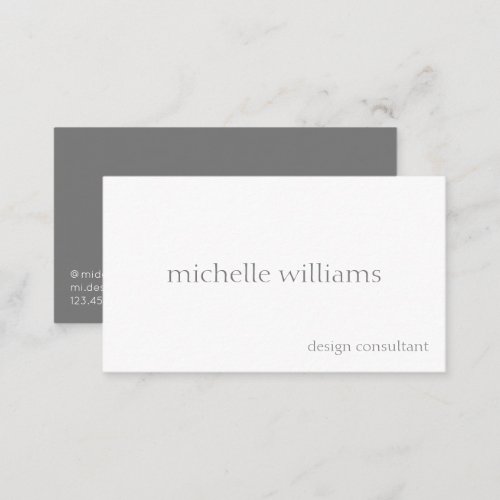 Stylish Modern Minimalist White and Grey Business Card