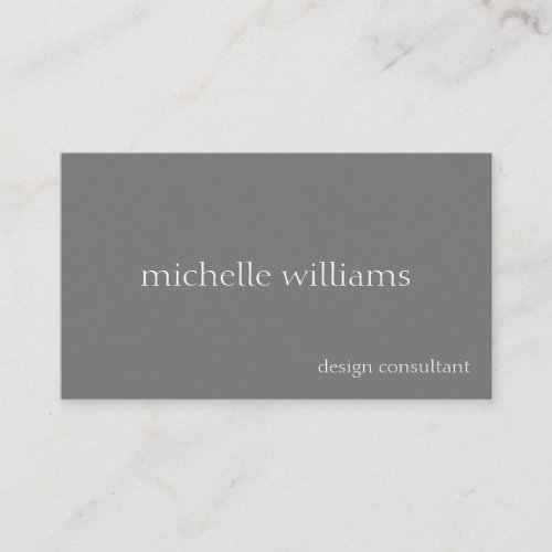 Stylish Modern Minimalist White on Grey Business Card