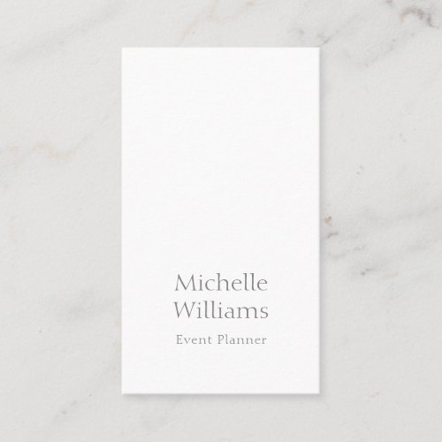 Stylish Modern Minimalist White with Grey Text Business Card