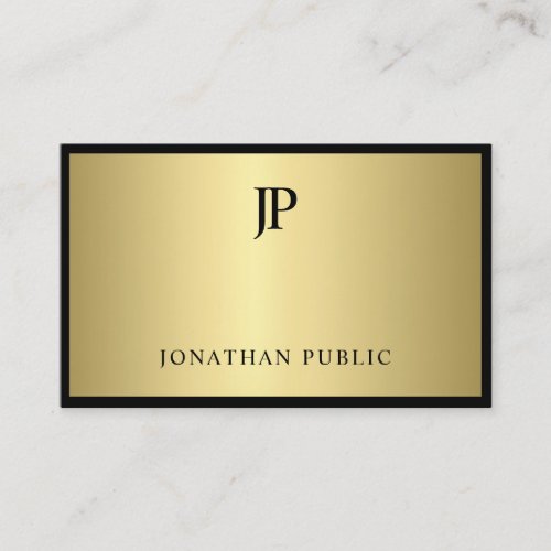 Stylish Modern Monogram Black Gold Glamorous Luxe Business Card